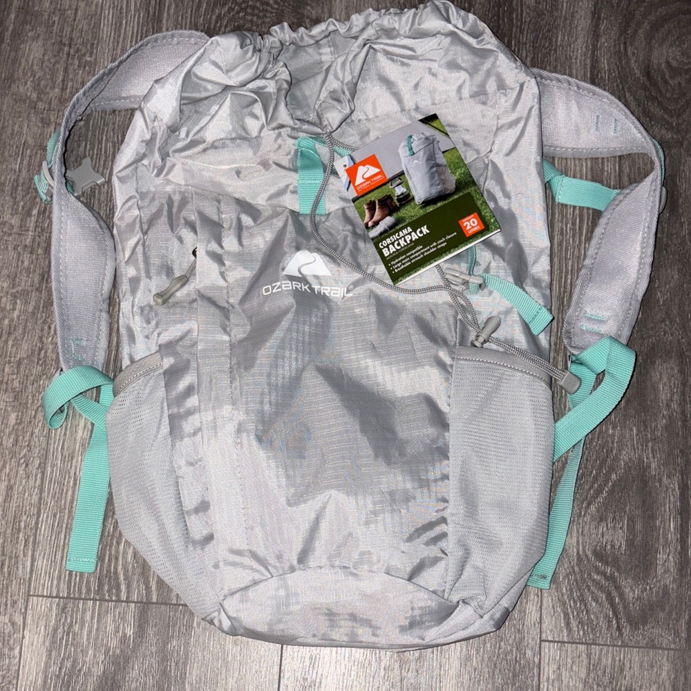 Ozark Trail Gray Backpack with Teal Highlights